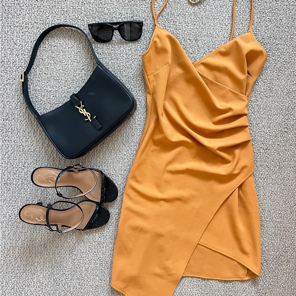Blue Blush Mustard Asymmetrical Dress